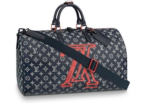 louis vuitton 50 keepall bandouliere monogram upside down ink navy